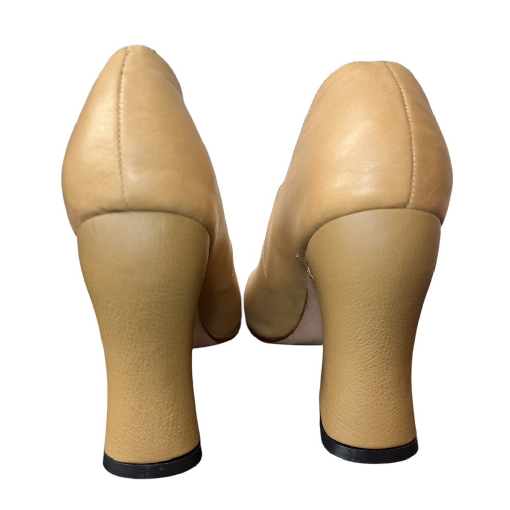 Women's Tan Ankle Booties - Sculpted Block Heel - Picture 8 of 12